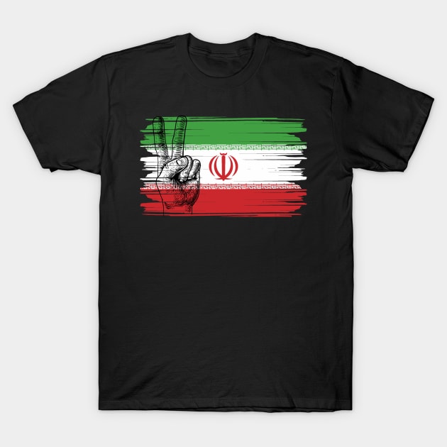 Iran Flag Victory T-Shirt by AlephArt